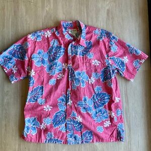 Vintage Hawaiian Men Shirt Cooke Street aloha shirt red blue hibiscus 🌺 XL